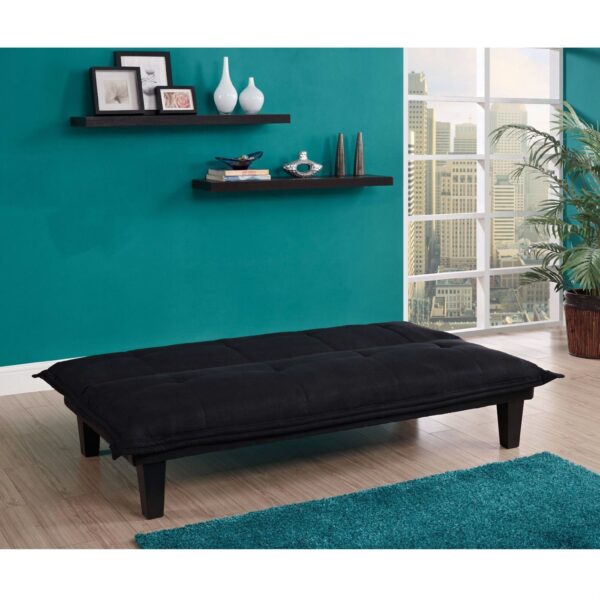 Black Microfiber Click-Clack Sleeper Sofa Bed Futon Lounger - Image 5