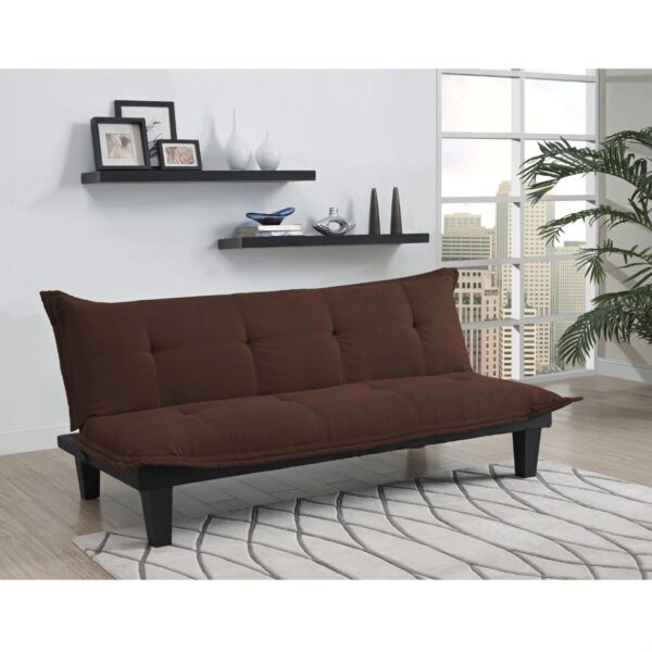 Modern Convertible Sofa Bed Futon Lounger in Brown Microfiber - Image 2