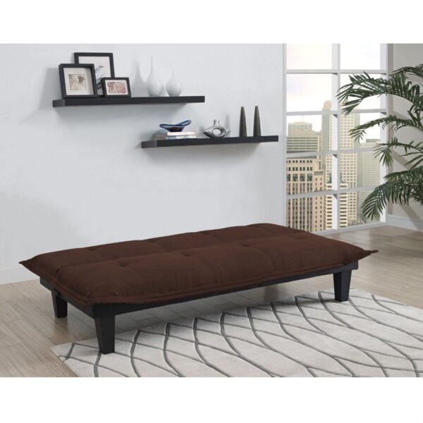 Modern Convertible Sofa Bed Futon Lounger in Brown Microfiber - Image 3