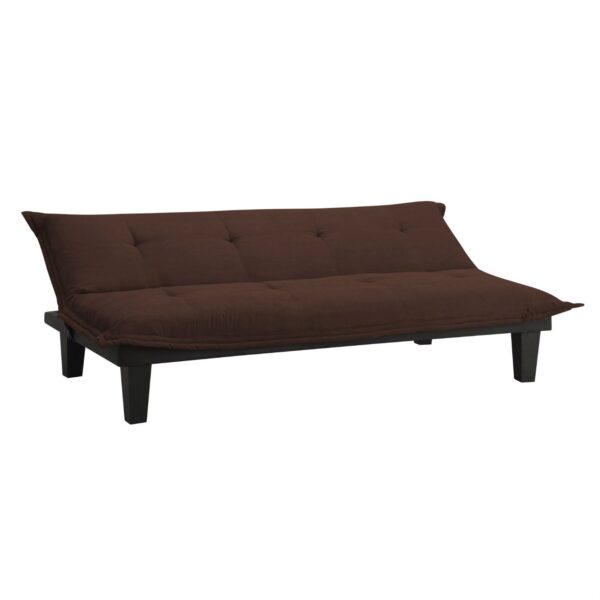 Modern Convertible Sofa Bed Futon Lounger in Brown Microfiber - Image 4