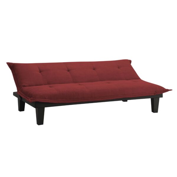 Contemporary Futon Style Sleeper Sofa Bed in Red Microfiber - Image 3