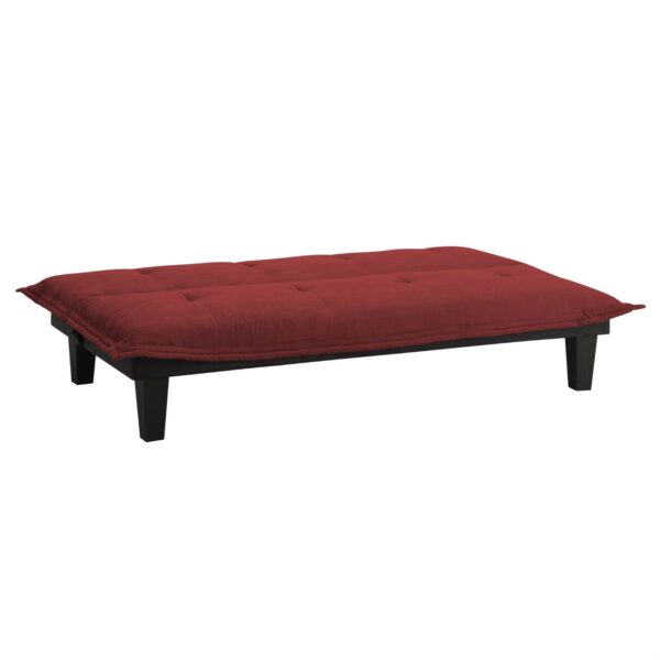 Contemporary Futon Style Sleeper Sofa Bed in Red Microfiber - Image 4
