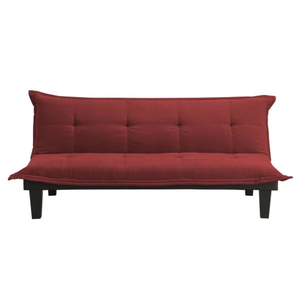 Contemporary Futon Style Sleeper Sofa Bed in Red Microfiber - Image 5