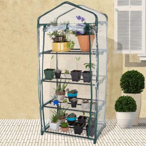 Durable 4-Tier Plant Stand Greenhouse with Zippered PVC Cover - Image 3