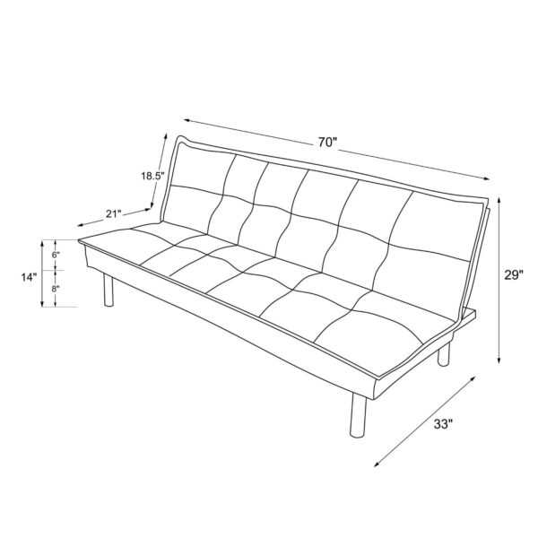 Black Microfiber Upholstered Futon Sofa Bed with Metal Legs - Image 5