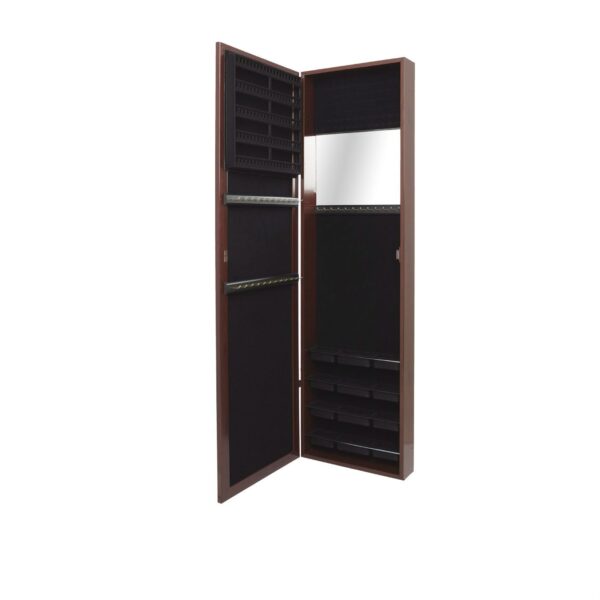 Wall / Door Mount Jewelry Armoire / Full Length Mirror in Cherry Finish - Image 2