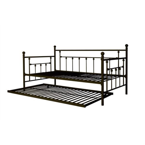 Twin size Metal Daybed with Pull-out Trundle Bed in Bronze Finish - Image 3