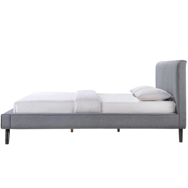 Full size Mid Century Platform Bed with Gray Upholstered Headboard - Image 4