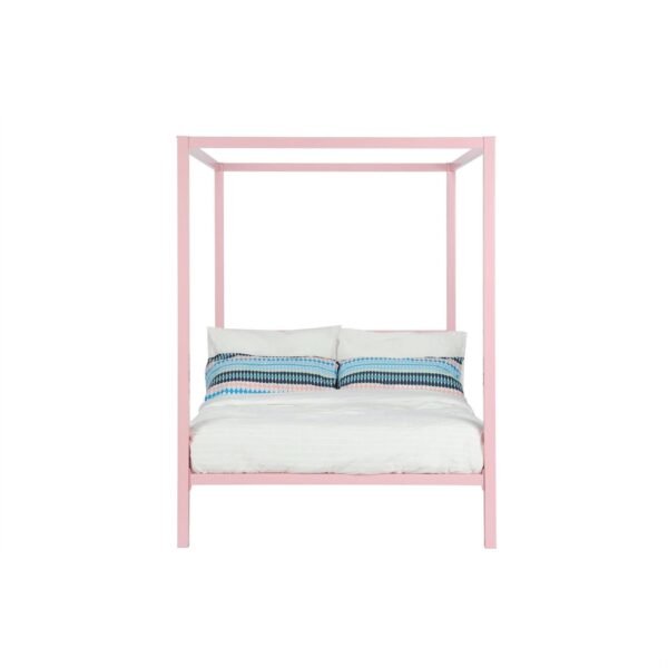 Full size Modern Pink Metal Canopy Bed - Image 2