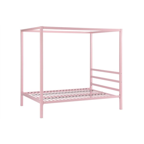Full size Modern Pink Metal Canopy Bed - Image 3
