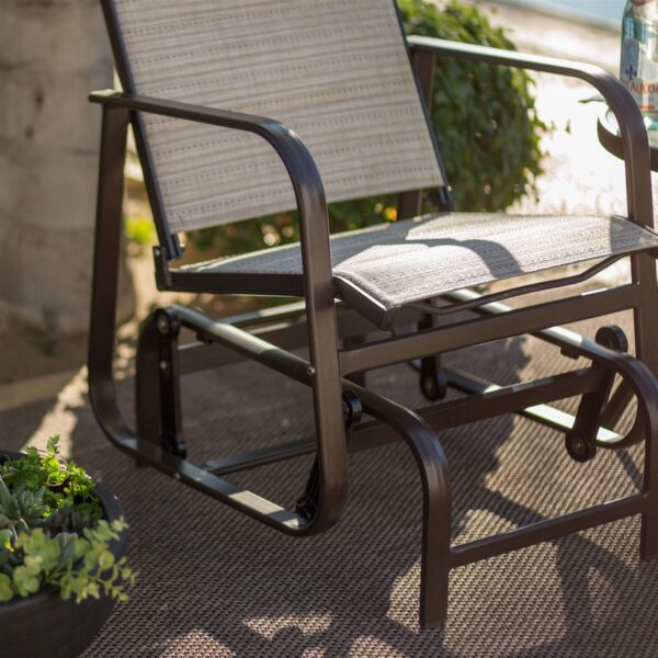 Weather Resistant 3-Piece Padded Sling Chair Patio Glider Set with Side Table - Image 2