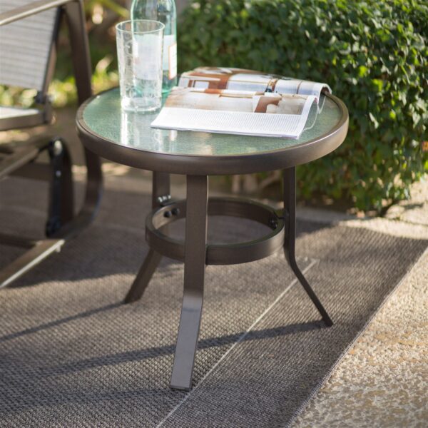 Weather Resistant 3-Piece Padded Sling Chair Patio Glider Set with Side Table - Image 3