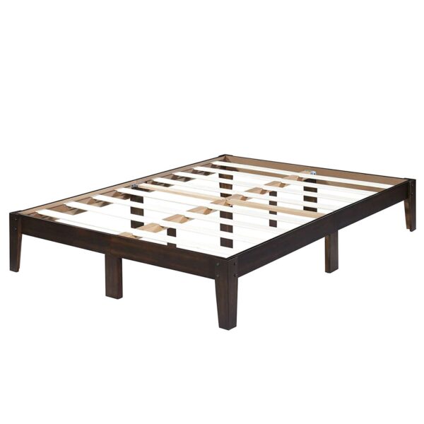 Full size Solid Wood Platform Bed Frame in Dark Brown Finish - Image 2