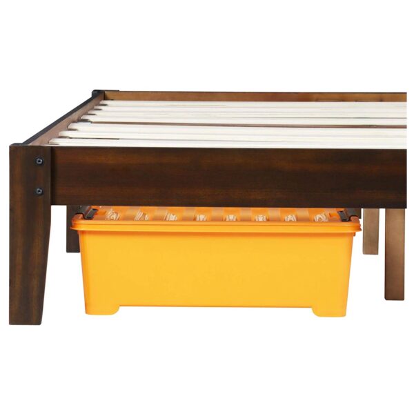 Full size Solid Wood Platform Bed Frame in Dark Brown Finish - Image 3