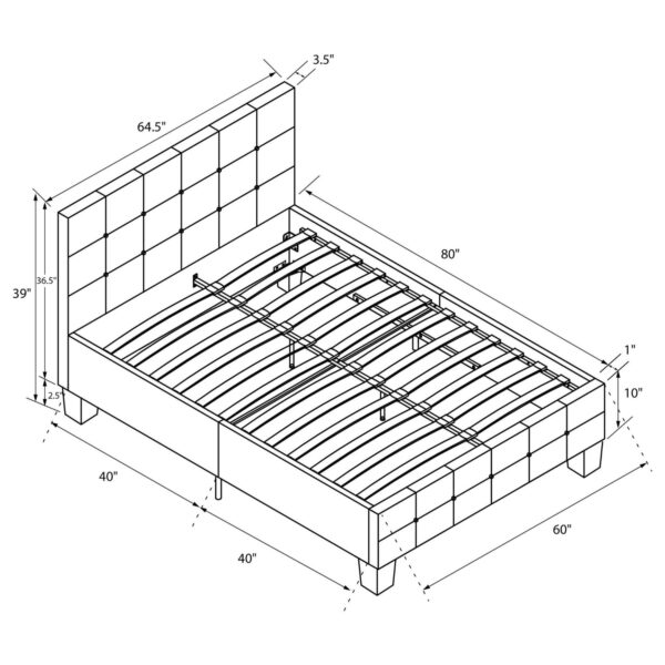 Queen size Grey Linen Upholstered Platform Bed with Button-Tufted Headboard - Image 4