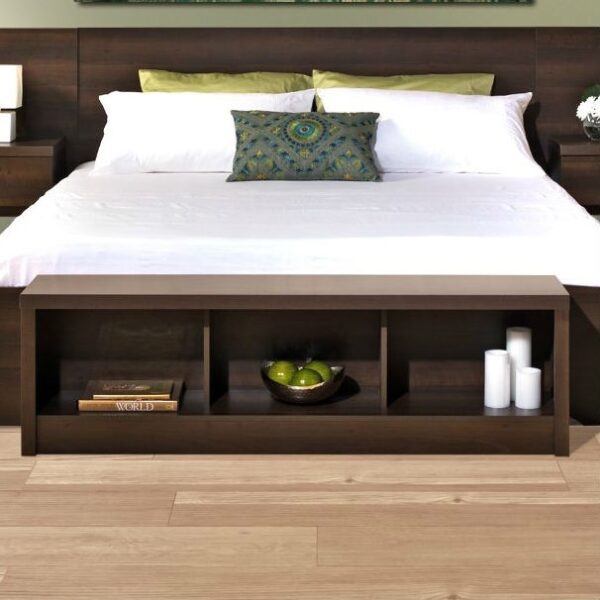 Bedroom Storage Bench Footboard in Espresso Wood Finish - Image 3