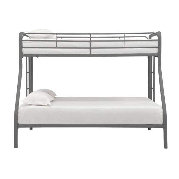Twin over Full size Sturdy Metal Bunk Bed in Silver Finish - Image 3