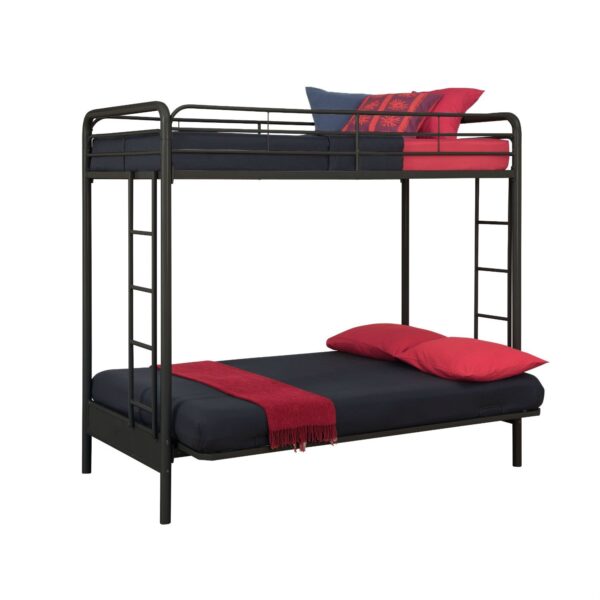 Twin over Full Futon Bunk Bed Sleeper Sofa in Black Metal - Image 2