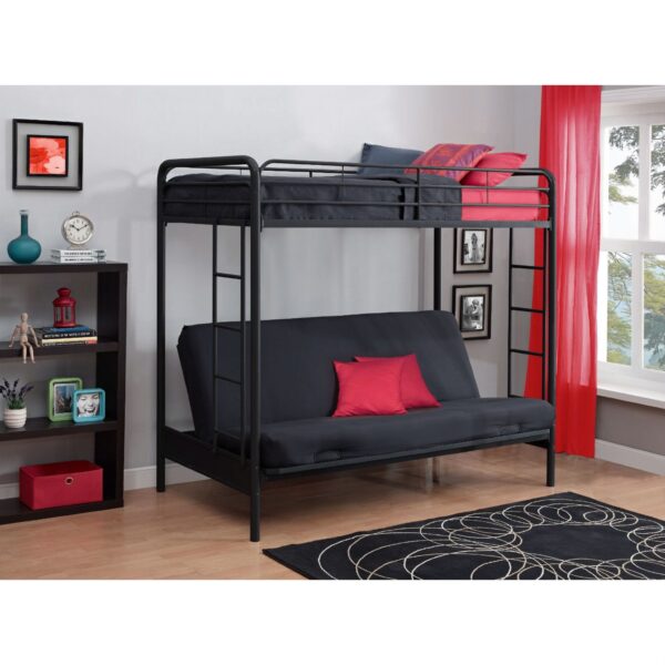 Twin over Full Futon Bunk Bed Sleeper Sofa in Black Metal - Image 4