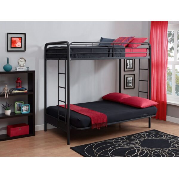 Twin over Full Futon Bunk Bed Sleeper Sofa in Black Metal - Image 5