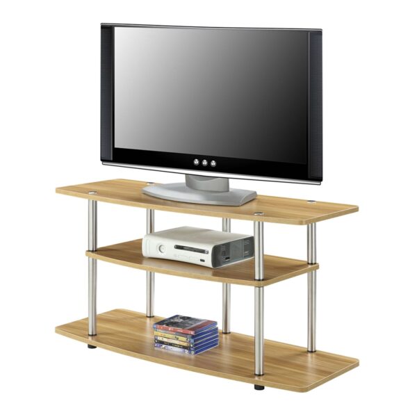Modern Wood Metal TV Stand Entertainment Center in Light Oak Finish - Image 2