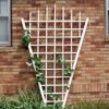 7.75 Ft Fan Shaped Garden Trellis with Pointed Finals in White Vinyl