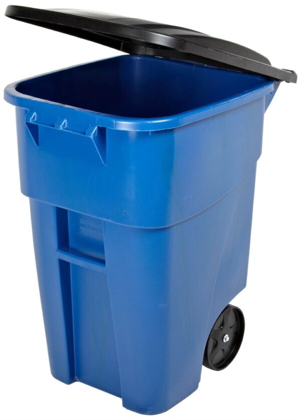 50 Gallon Blue Commercial Heavy-Duty Rollout Trash Can Waste/Utility Container - Image 2