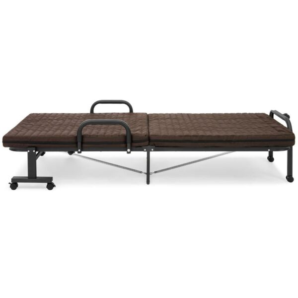 Twin Size Rollaway Adjustable Bed Frame with Brown Mattress - Image 3