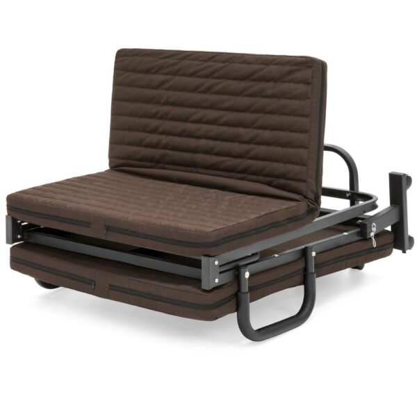 Twin Size Rollaway Adjustable Bed Frame with Brown Mattress - Image 4