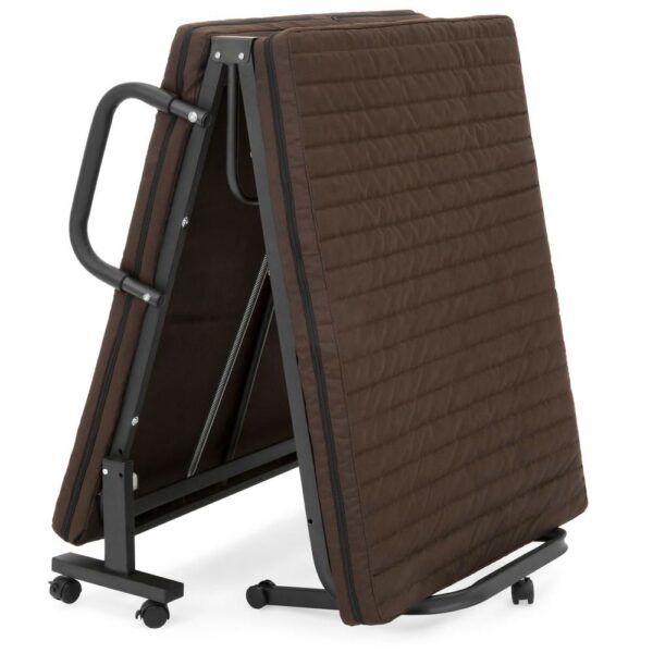 Twin Size Rollaway Adjustable Bed Frame with Brown Mattress - Image 5