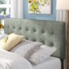 Full size Grey Fabric Button-Tufted Upholstered Headboard - Image 2