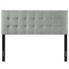 Full size Grey Fabric Button-Tufted Upholstered Headboard - Image 4