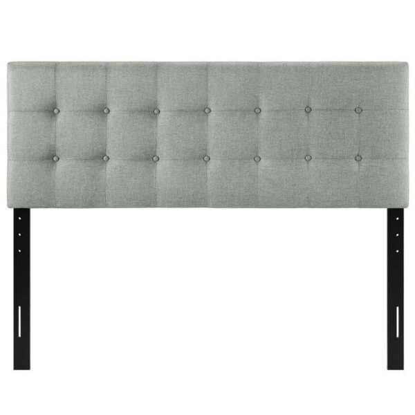 Full size Grey Fabric Button-Tufted Upholstered Headboard - Image 4