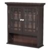 Dark Espresso 2-Door Bathroom Wall Cabinet with Open Shelf - Image 2