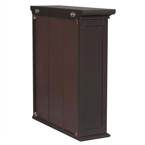 Dark Espresso 2-Door Bathroom Wall Cabinet with Open Shelf - Image 3