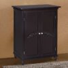 Dark Brown Espresso Wood Bathroom Floor Cabinet with Traditional Engraved Doors - Image 3