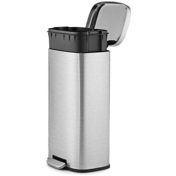 Modern 8-Gallon Stainless Steel Trash Can with Foot Pedal Step Lid Open Design - Image 4
