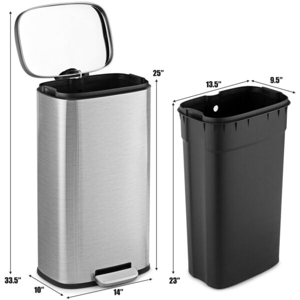 Modern 8-Gallon Stainless Steel Trash Can with Foot Pedal Step Lid Open Design - Image 5