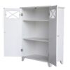 White 2-Door Bathroom Floor Cabinet with Adjustable Storage Shelf - Image 2