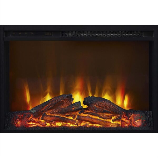 50-inch TV Stand in Medium Brown Wood with 1,500 Watt Electric Fireplace - Image 4