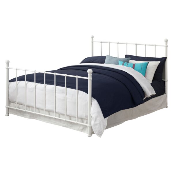 Full size White Metal Platform Bed Frame with Headboard and Footboard - Image 2