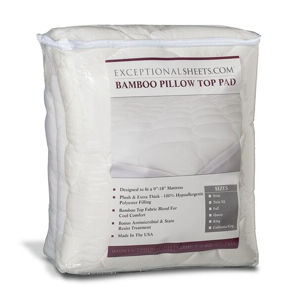 King size Plush Bamboo Baffle Box Stitch Mattress Pad / Topper - Image 4