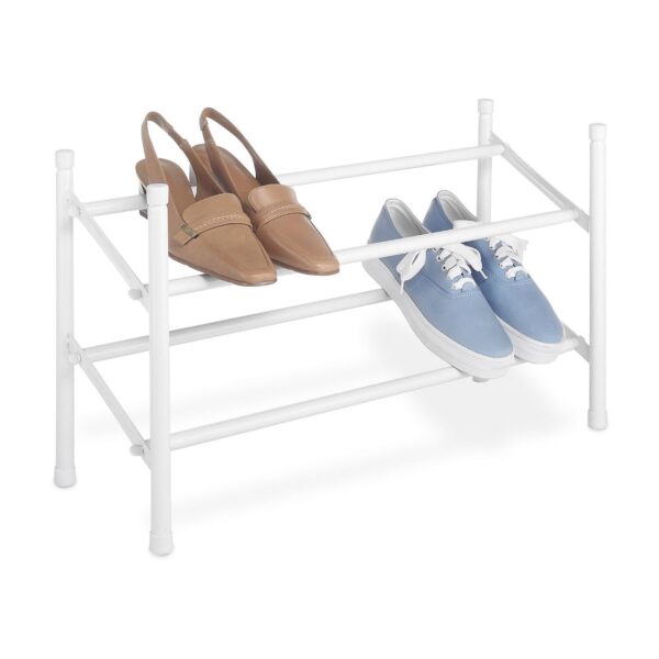 2-Tier Stackable Shoe Rack Organizer Storage Shelves in White - Image 2