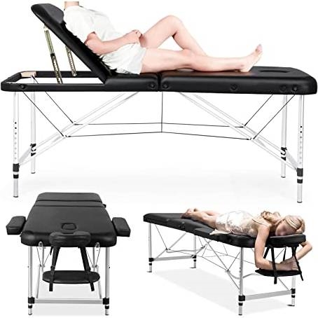 Black Extra Wide Adjustable Portable Massage Tattoo Folding Table - Image 2