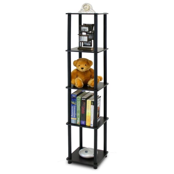 5-Tier Square Corner Display Shelf Bookcase in Espresso/Black - Image 3