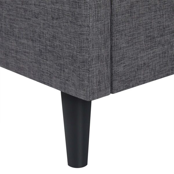 Full size Grey Mid-Century Modern Upholstered Platform Bed Frame with Headboard - Image 4