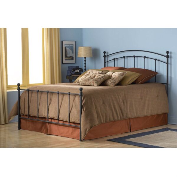 Full size Metal Bed with Headboard and Footboard in Matte Black - Image 2
