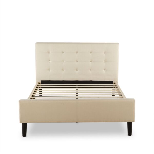 Full size Taupe Upholstered Bed with Button Tufted Headboard & Footboard - Image 2