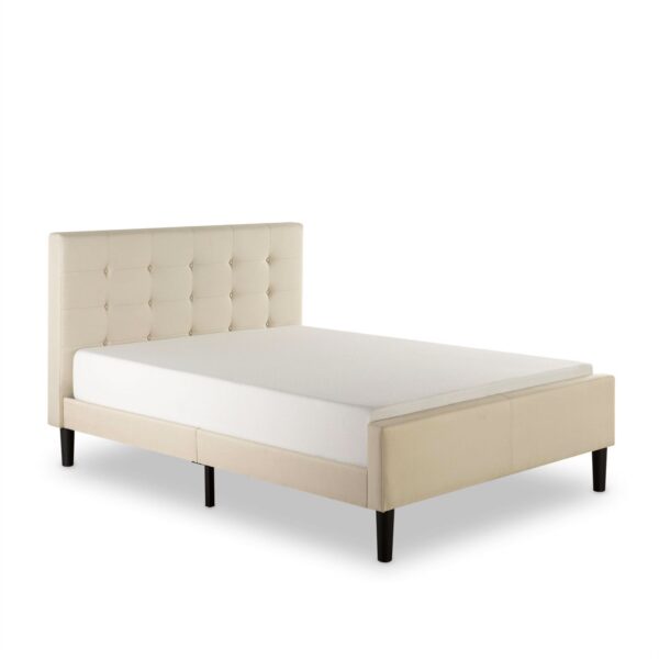 Full size Taupe Upholstered Bed with Button Tufted Headboard & Footboard - Image 3