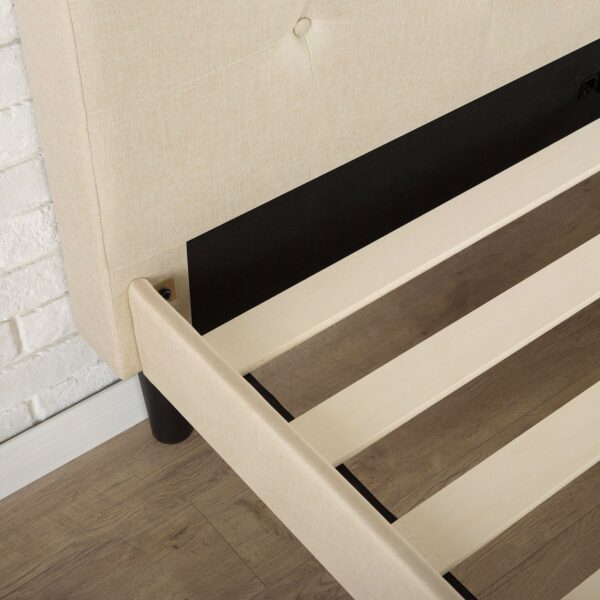 Full size Taupe Upholstered Bed with Button Tufted Headboard & Footboard - Image 4